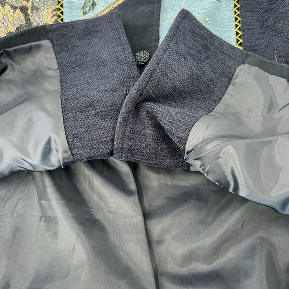 Graff Petite Large PL Patchwork Jacket Blue Embroidered Floral Embellished Lined - Picture 10 of 12
